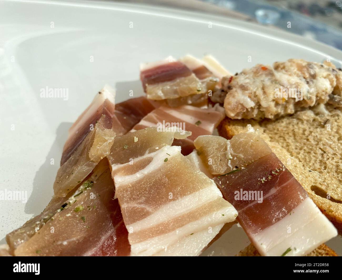 Hearty delicious highcalorie breakfast of bacon and salted pork