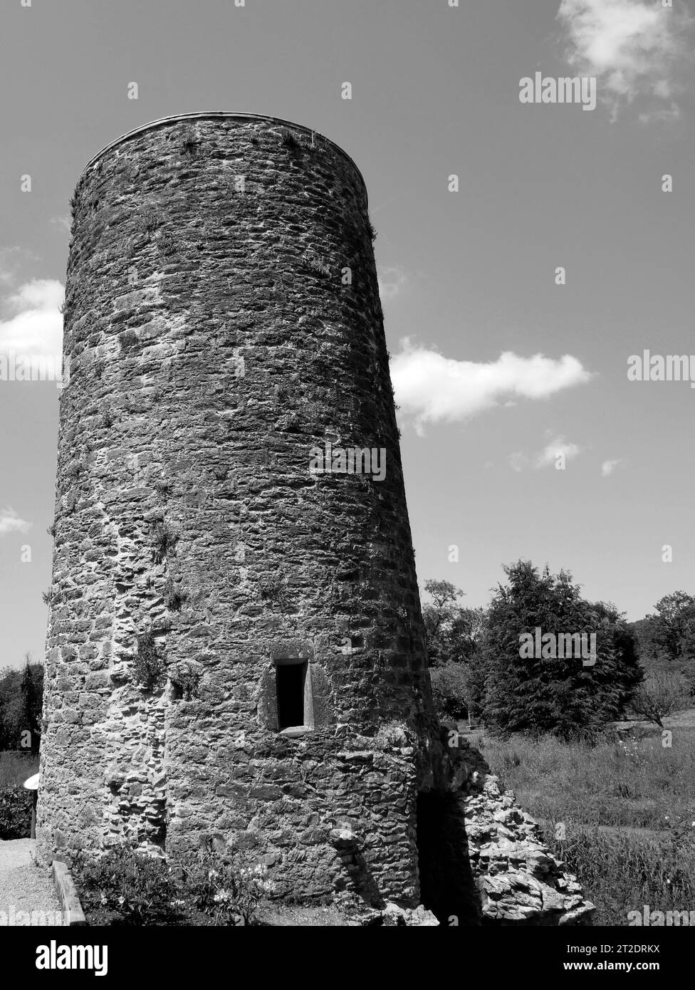 Old celtic castle tower over blue sky background, Blarney castle in Ireland, celtic fortress