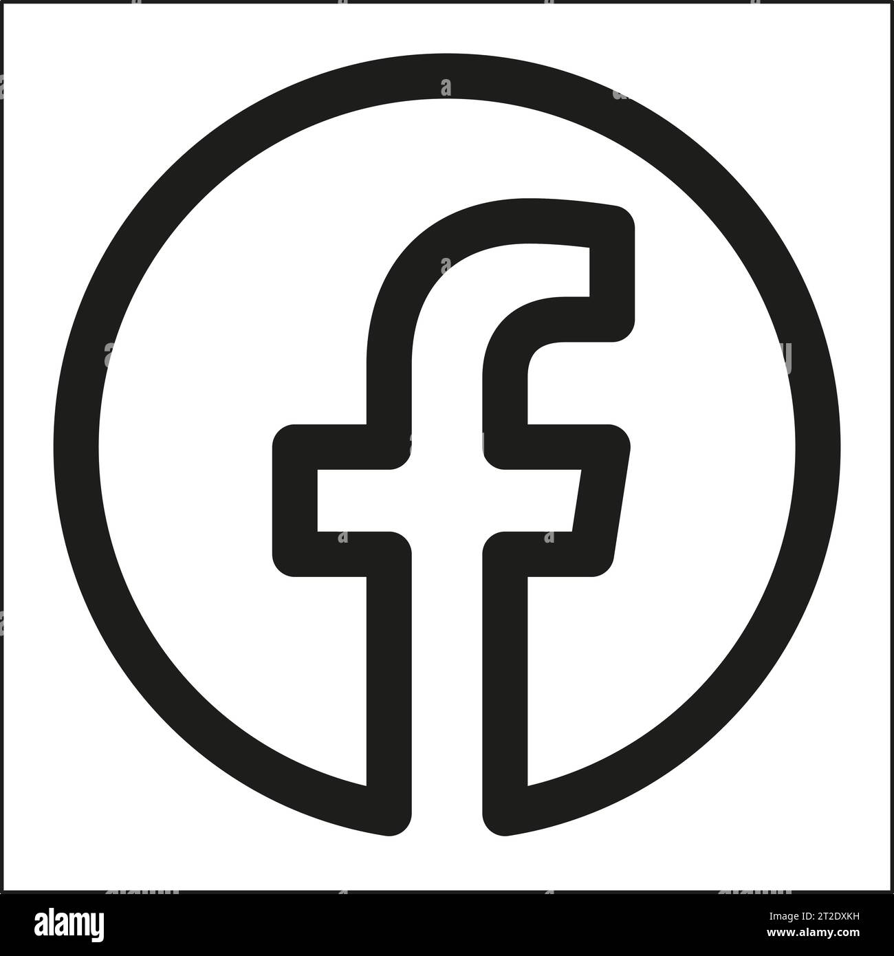 Facebook social media app thin line icon. Square shape vector ...