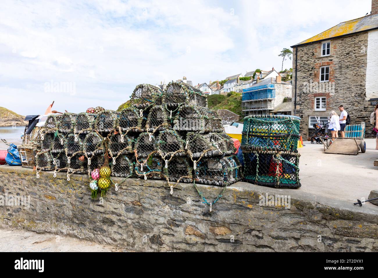 Lobster and crab fishing pots, Port Isaac harbour wall,Cornwall,England