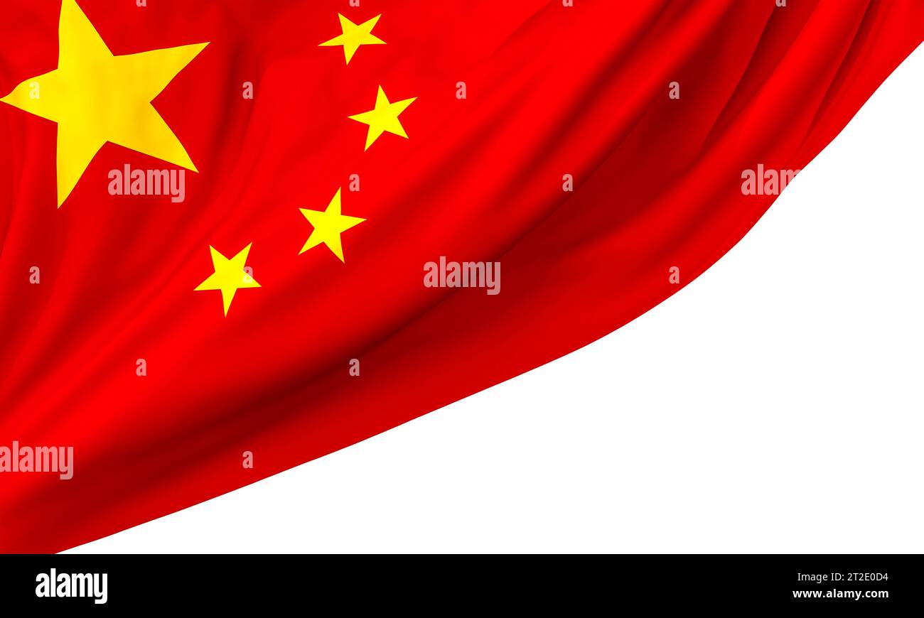 Chinese flag isolated on a white background. 3d render Stock Photo