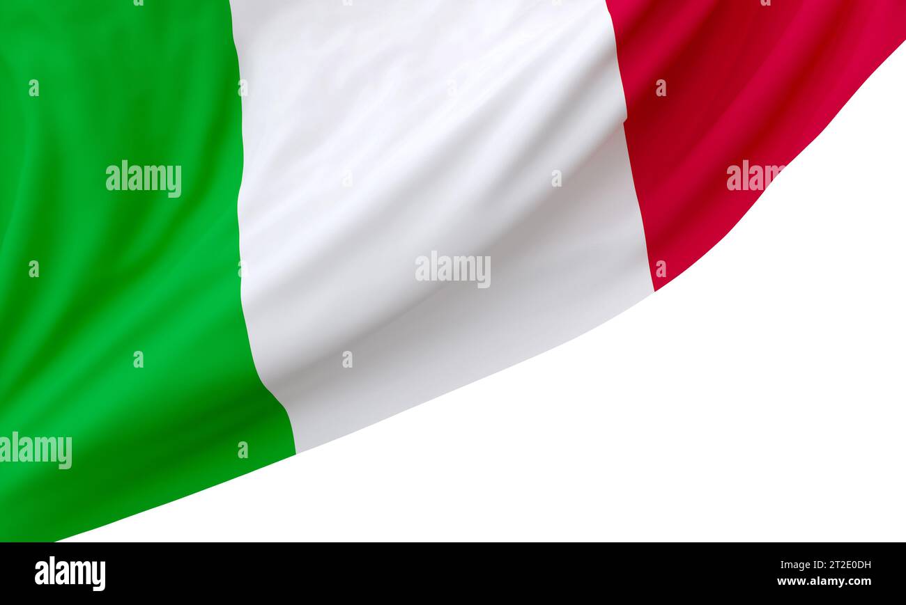 Italian flag isolated on a white background 3d render Stock Photo