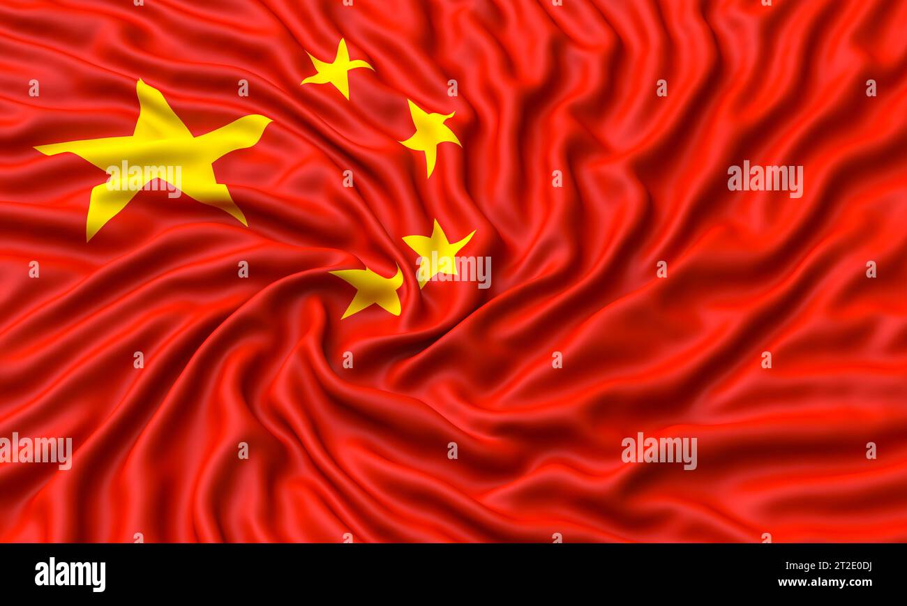 wrinkled Chinese flag isolated on white background. 3d render Stock Photo