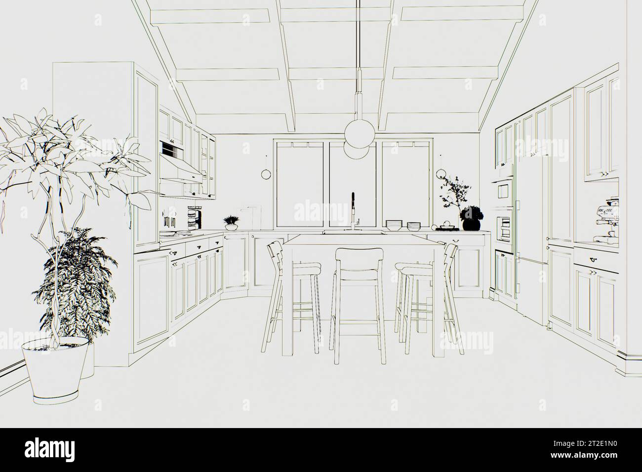 Abstract kitchen design in hand drawn style Stock Photo - Alamy