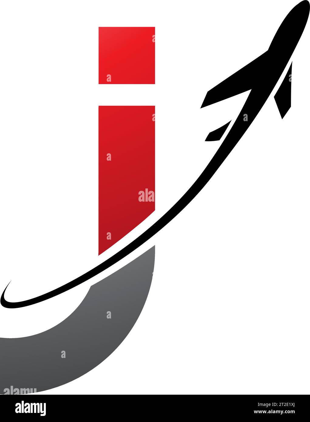 Red and Black Lowercase Letter J Icon with an Airplane on a White ...