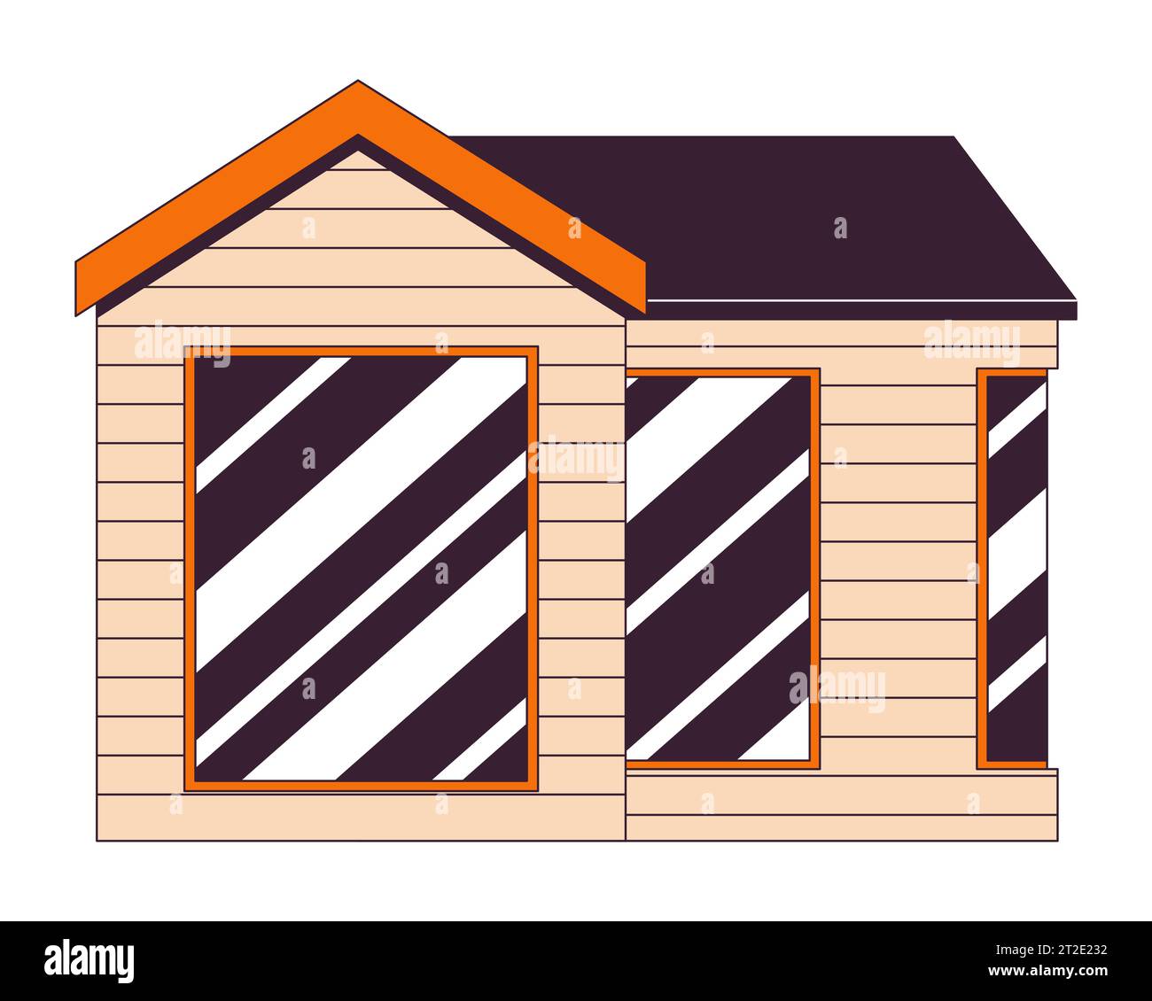 Modern farm building 2D linear cartoon object Stock Vector