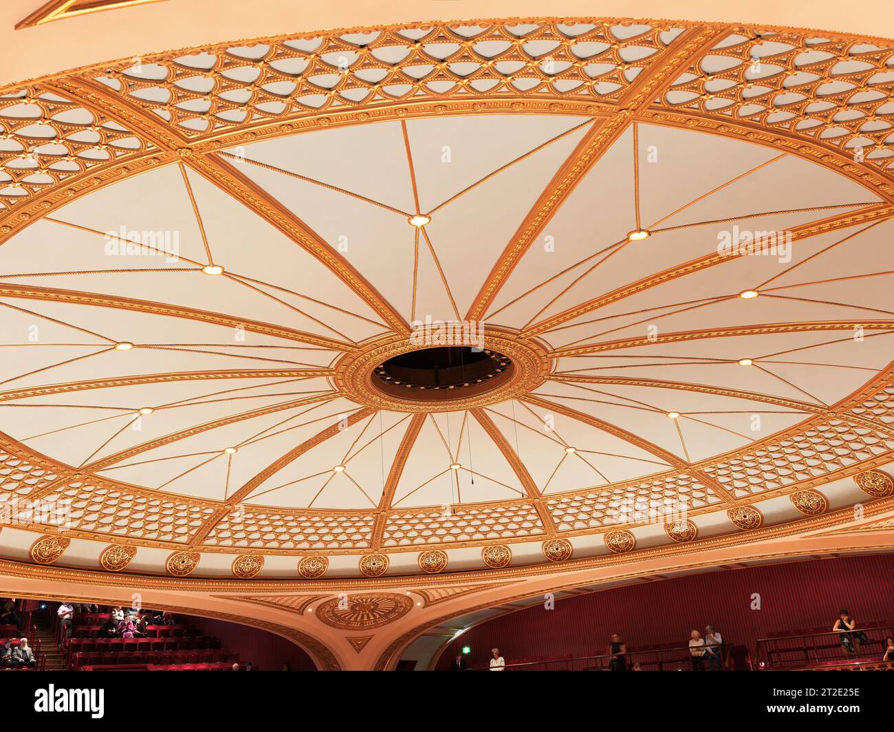 Decorated ceiling in the Royal Opera House, London, England. Stock Photo