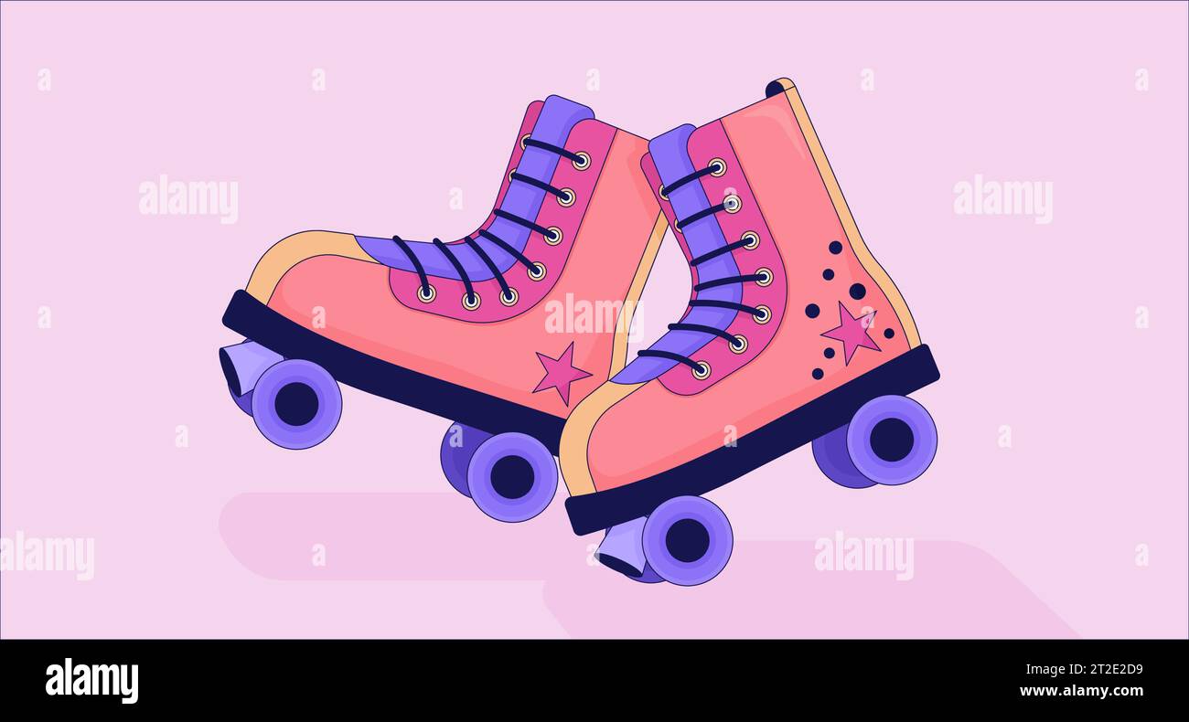 Old fashioned roller skates lofi wallpaper Stock Vector