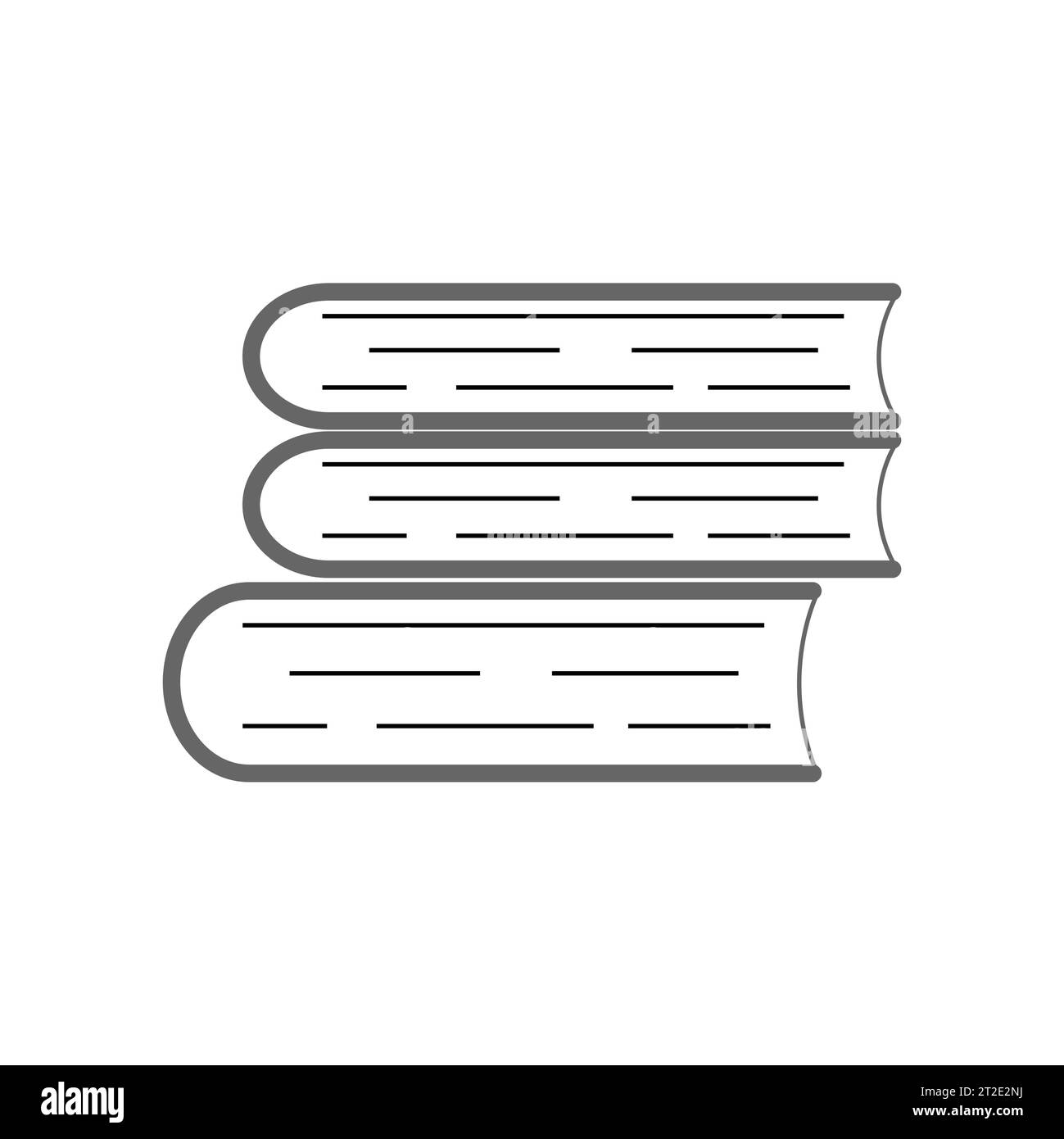 A stack of books. Reading, learning. Cozy home. Design element with outline. Doodle, hand-drawn. Black white vector illustration. Isolated on a white Stock Vector