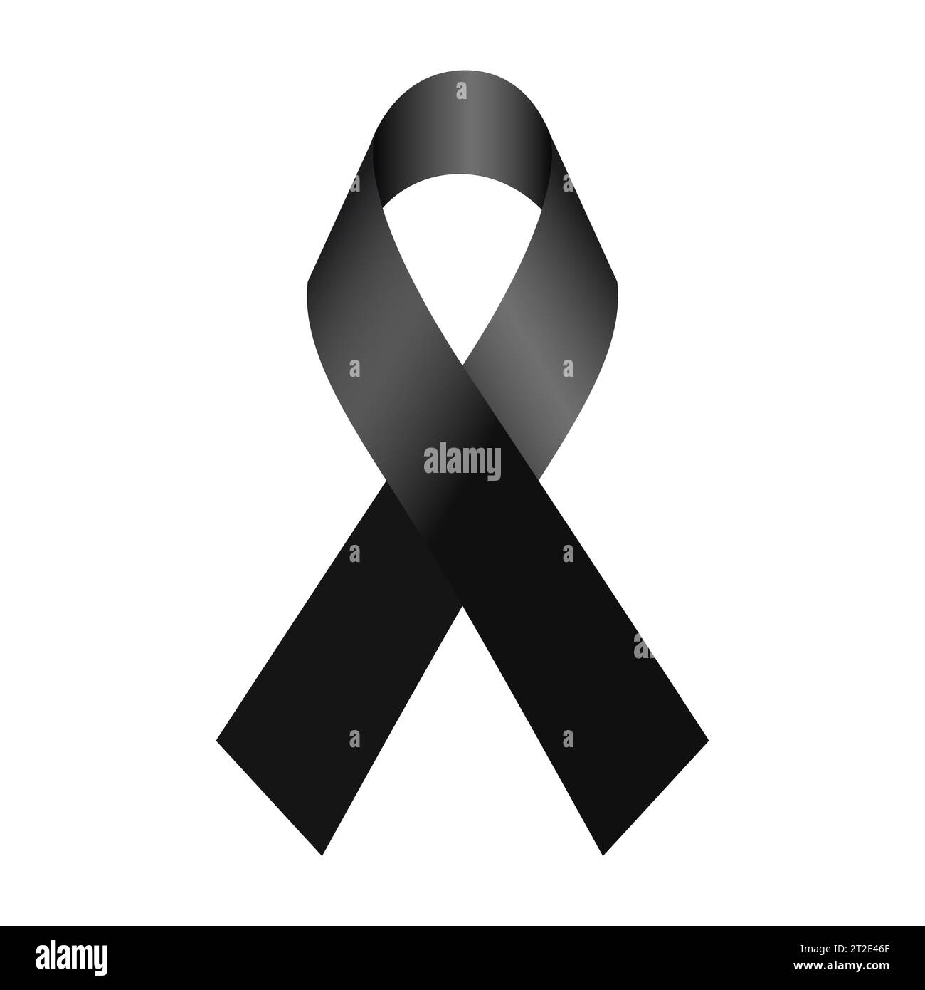 Vector illustration, Black awareness ribbon isolated on a white background. Mourning and melanoma symbol. Terrorism and death symbol. Stock Vector