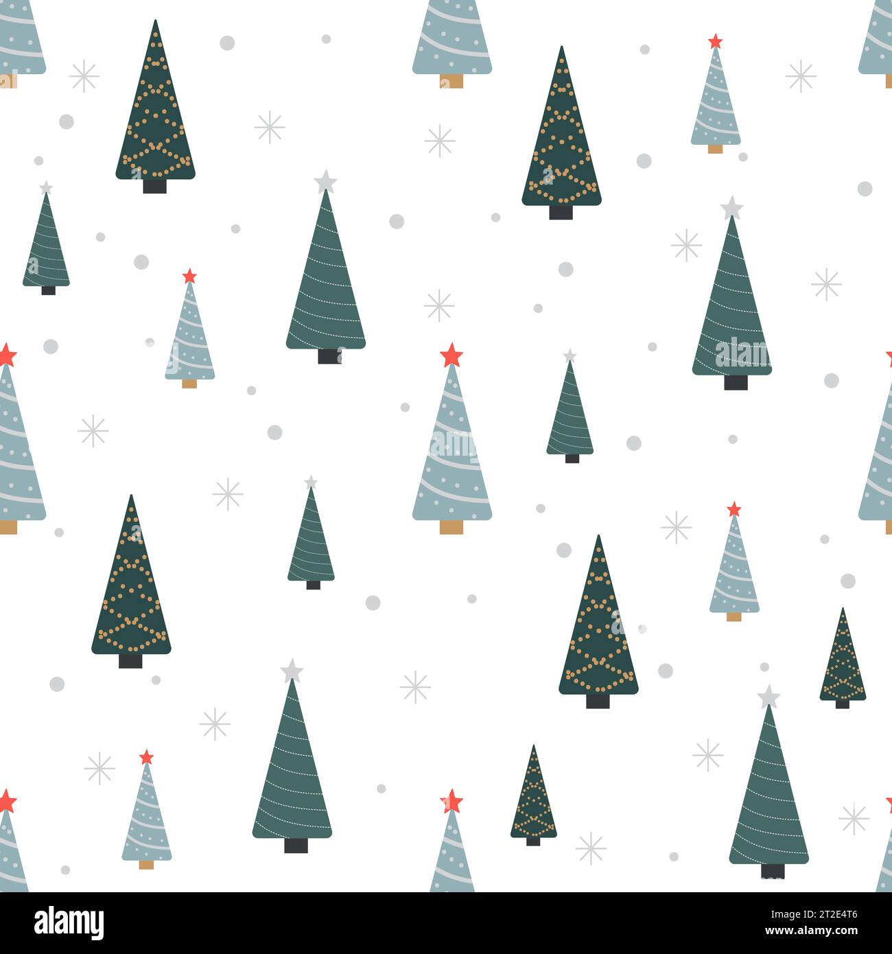 Christmas seamless pattern with spruce trees and snowflake dots on ...