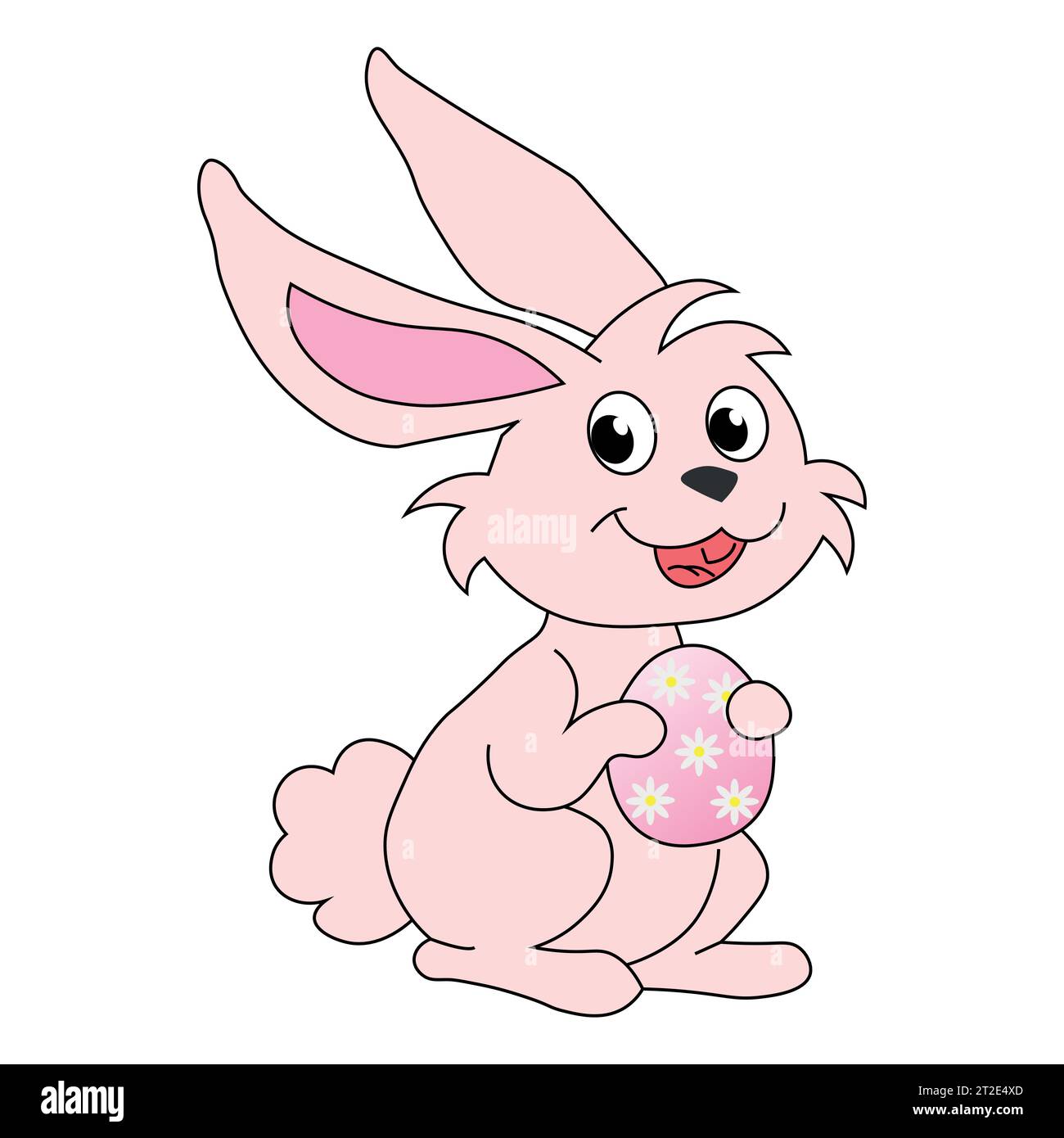 Cute rabbit carftoon holding easter egg. Vector illustration. Stock Vector