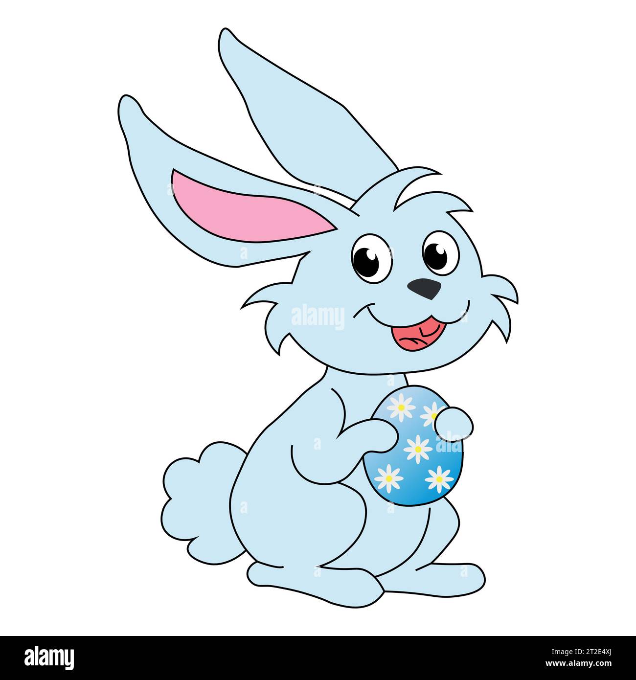 Cute rabbit carftoon holding easter egg. Vector illustration. Stock Vector