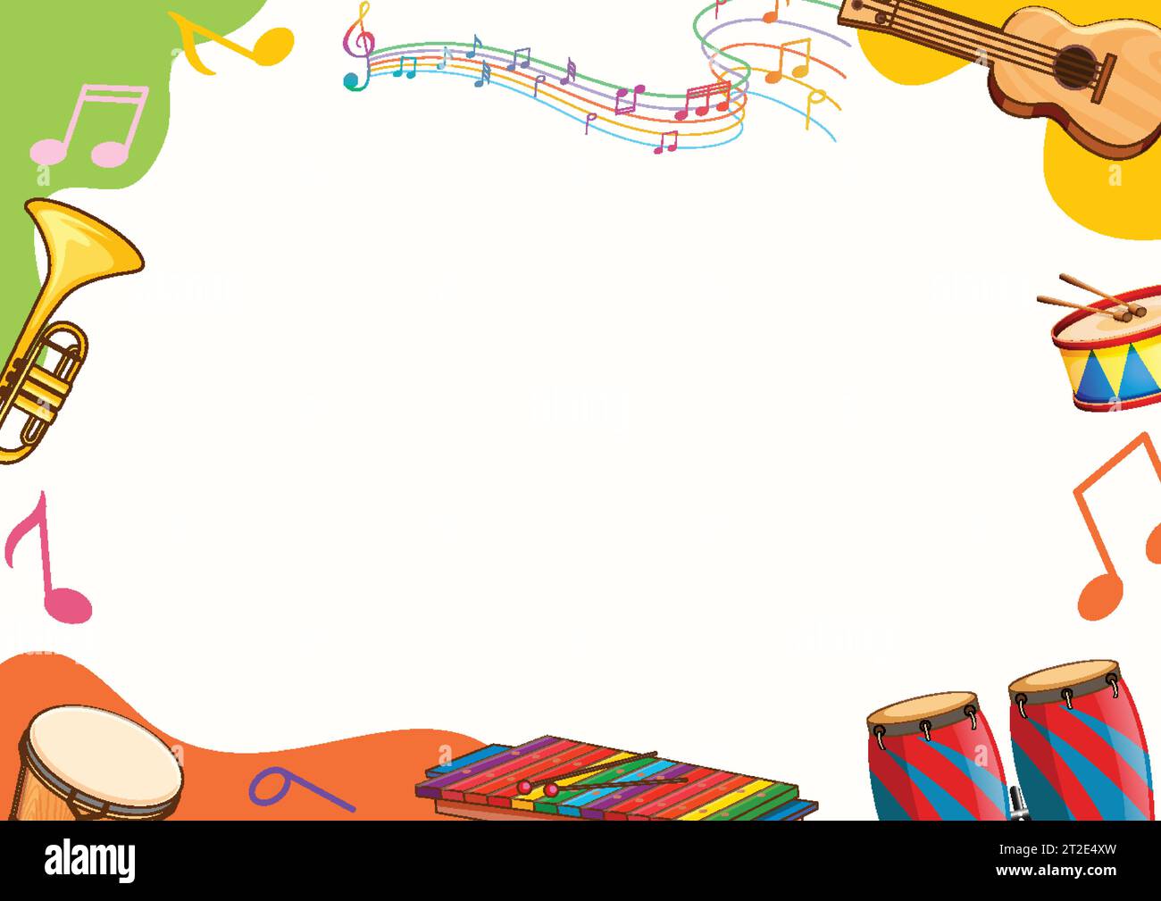 Vector cartoon illustration of printable music instruments border ...