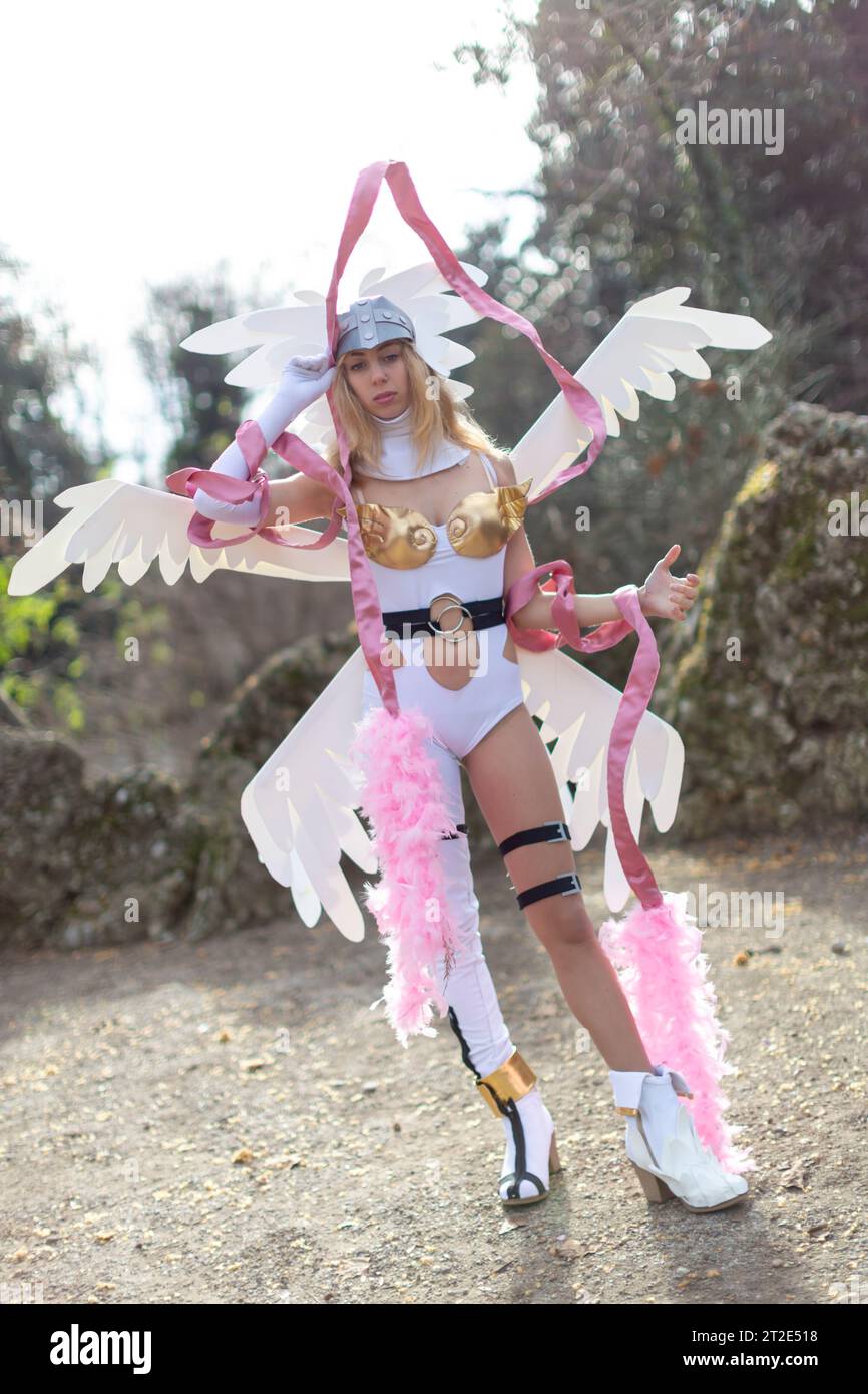 Lucca, Italy - 2018 10 31 : Lucca Comics free cosplay event around city angewomon cosplay. High quality photo Stock Photo