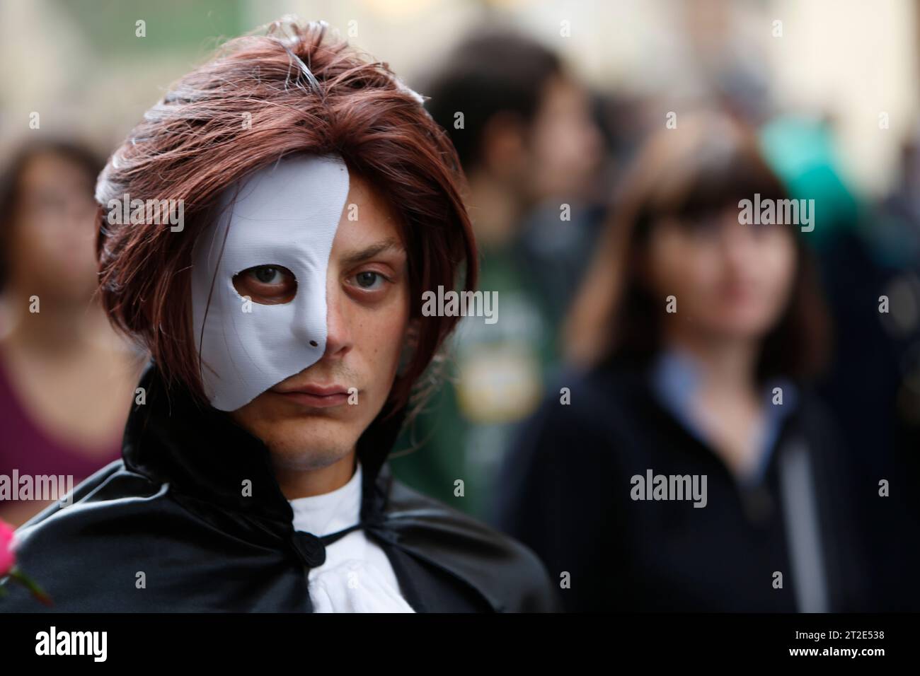Lucca, Italy - 2018 10 31 : Lucca Comics free cosplay event around city the Phantom of the Opera. High quality photo Stock Photo