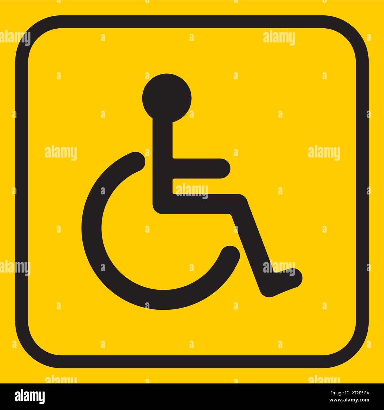 Disabled Handicap Icon on yellow background.Person who uses a