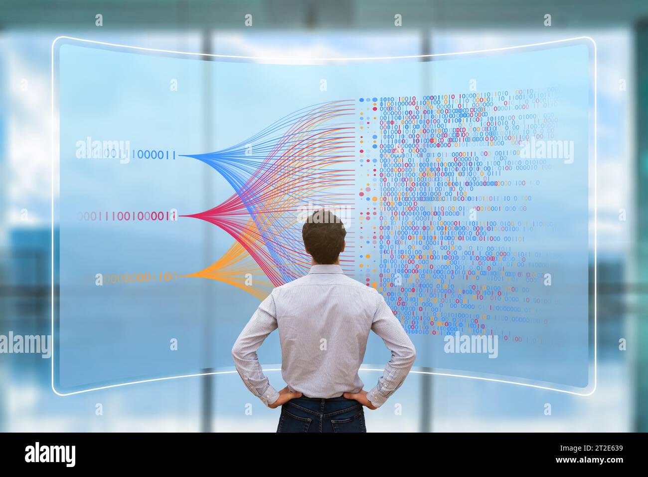 Data analytics and AI technology. Data science and big data. Scientist analysing complex data set on computer. Data mining, artificial intelligence, m Stock Photo