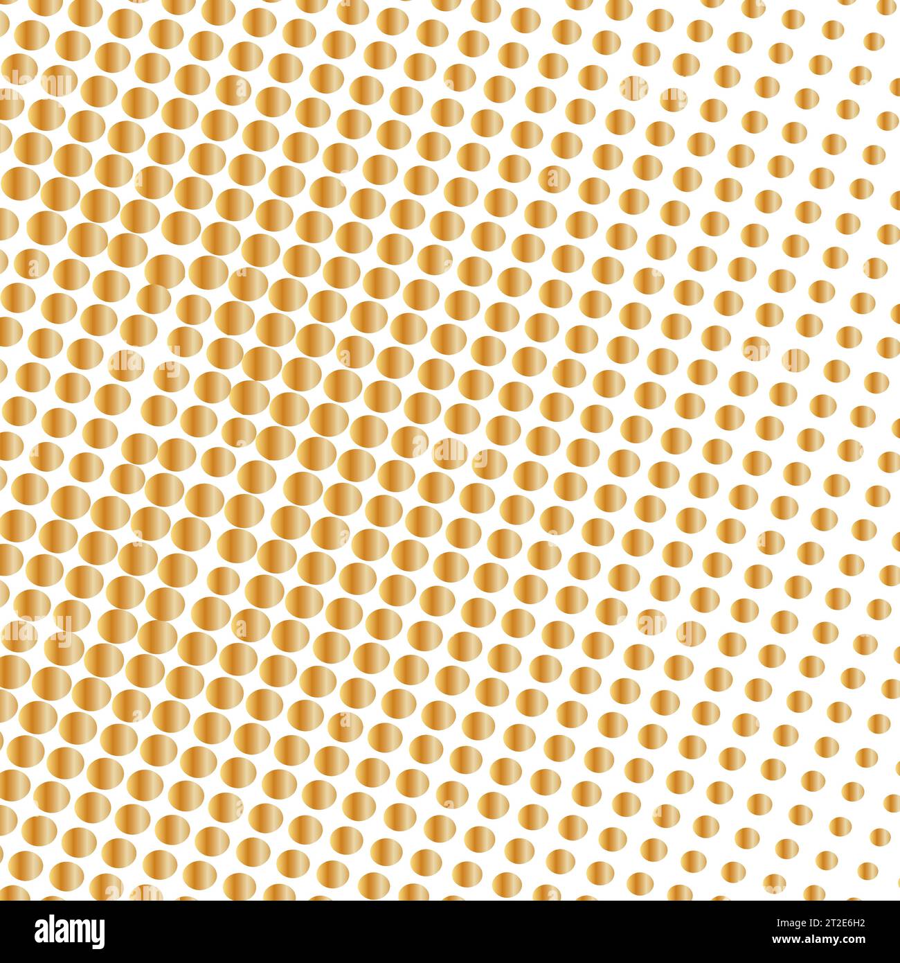 Vector halftone dots. Gold dots on white background. Stock Vector