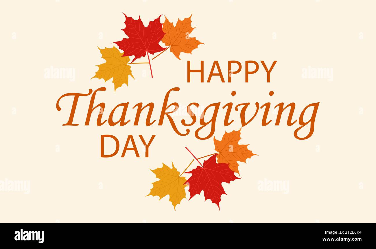 Happy thanksgiving greeting card.Maple leaves frame. Template for ...