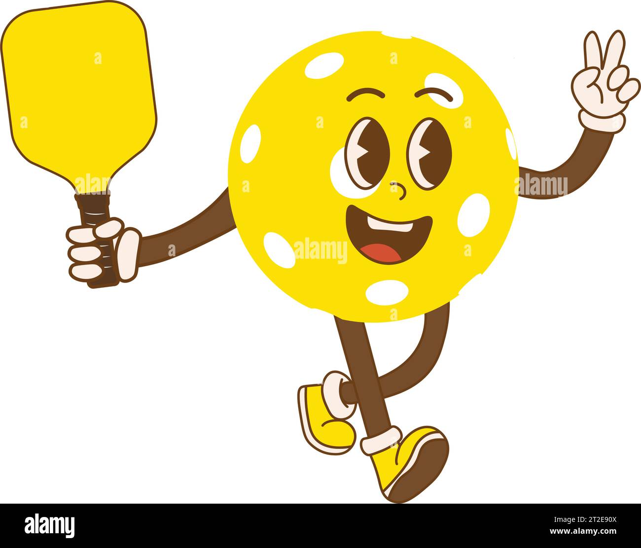 Pickleball cartoon character with racket, for any business especially making posters, flyers, stickers, memes, etc. Isolated on white background.Vecto Stock Vector