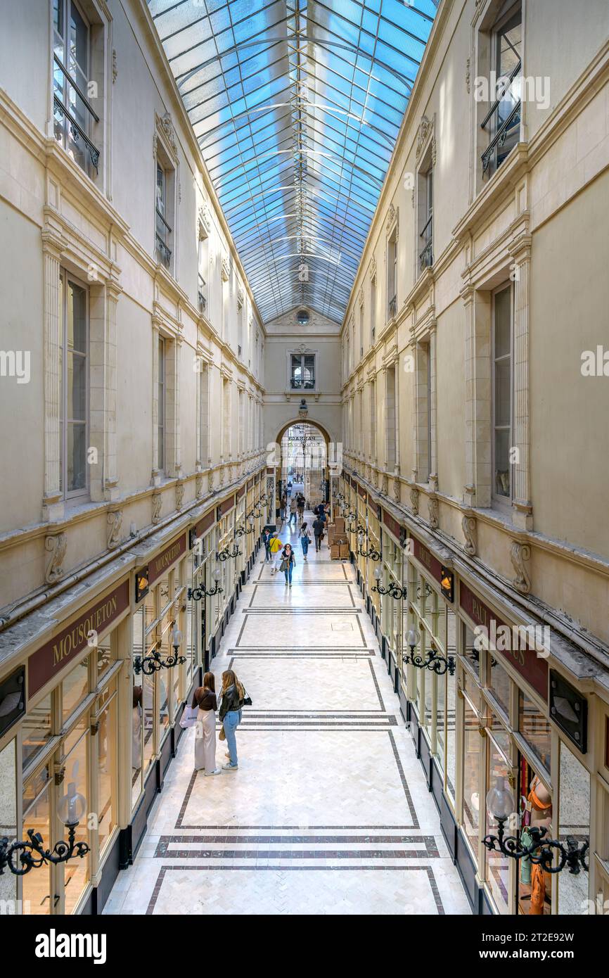 Passage Pommeraye is a covered passage in Nantes, France. Developer, Louis Pommeraye built 3 floors linked with a grand staircase. Completed in 1843. Stock Photo