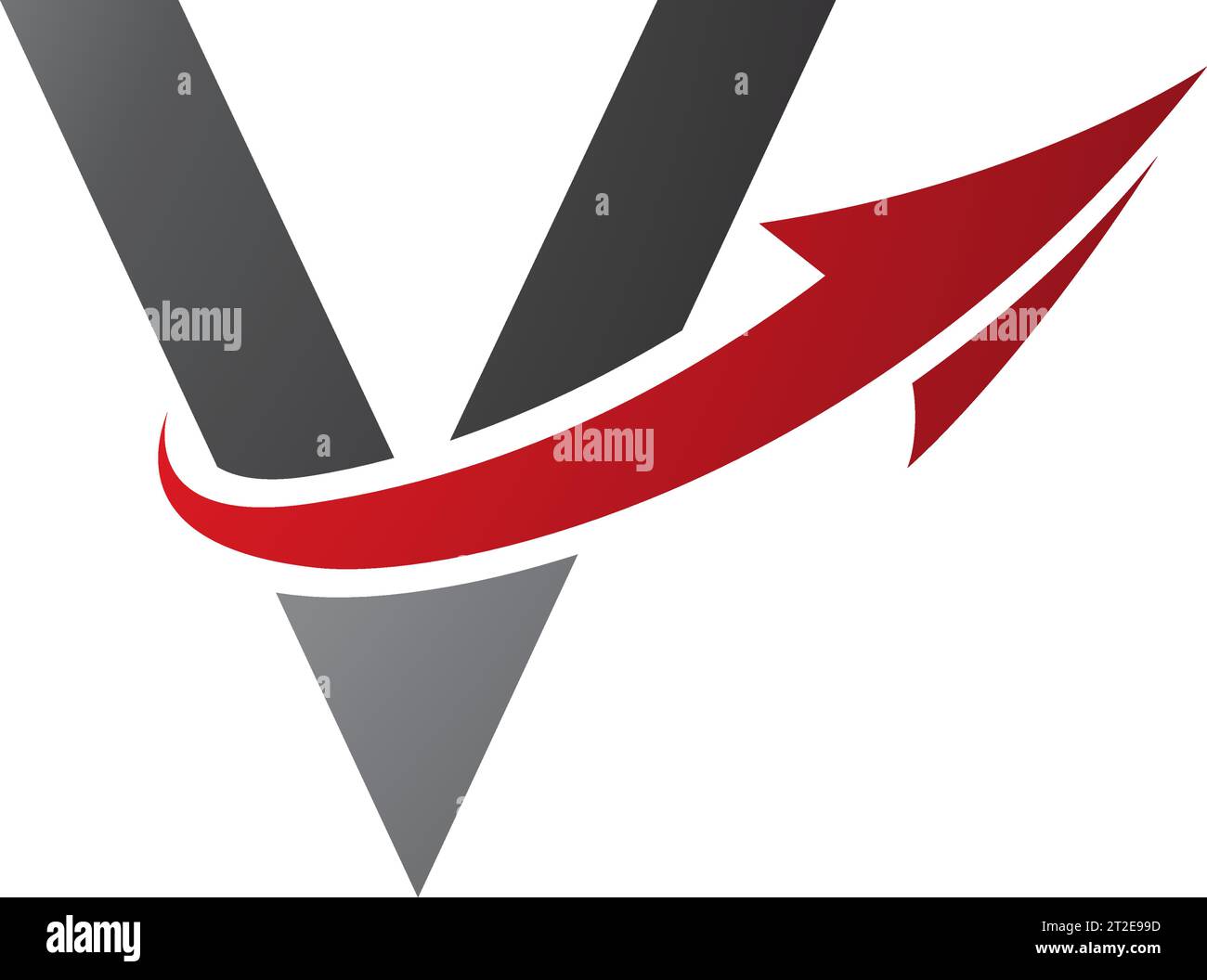 Red and Black Uppercase Letter V Icon with an Arrow on a White ...