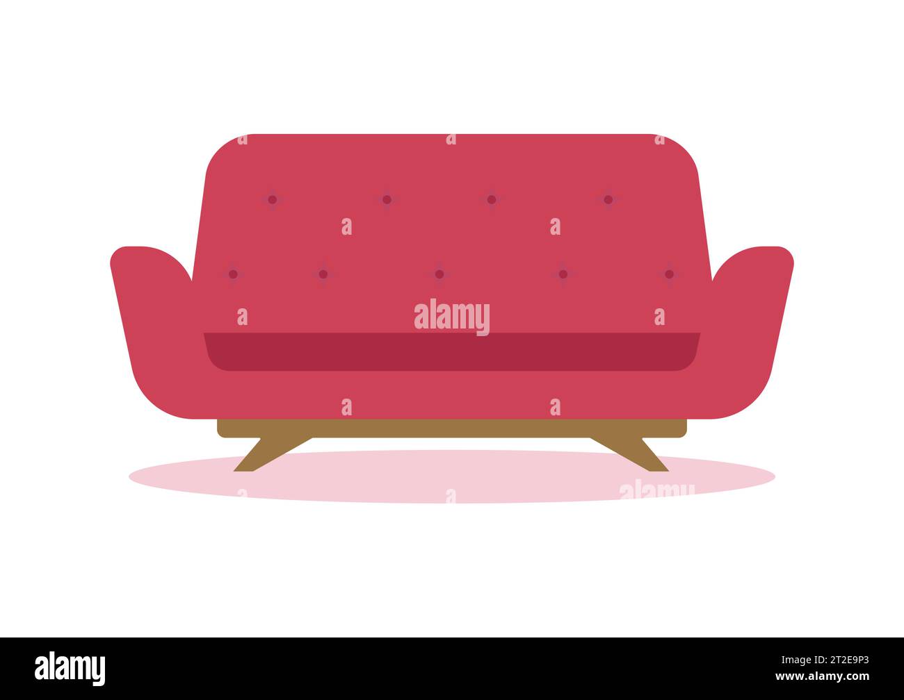 Sofa  red  cartoon illustration vector. Comfortable lounge for interior design isolated on white background. Stock Vector