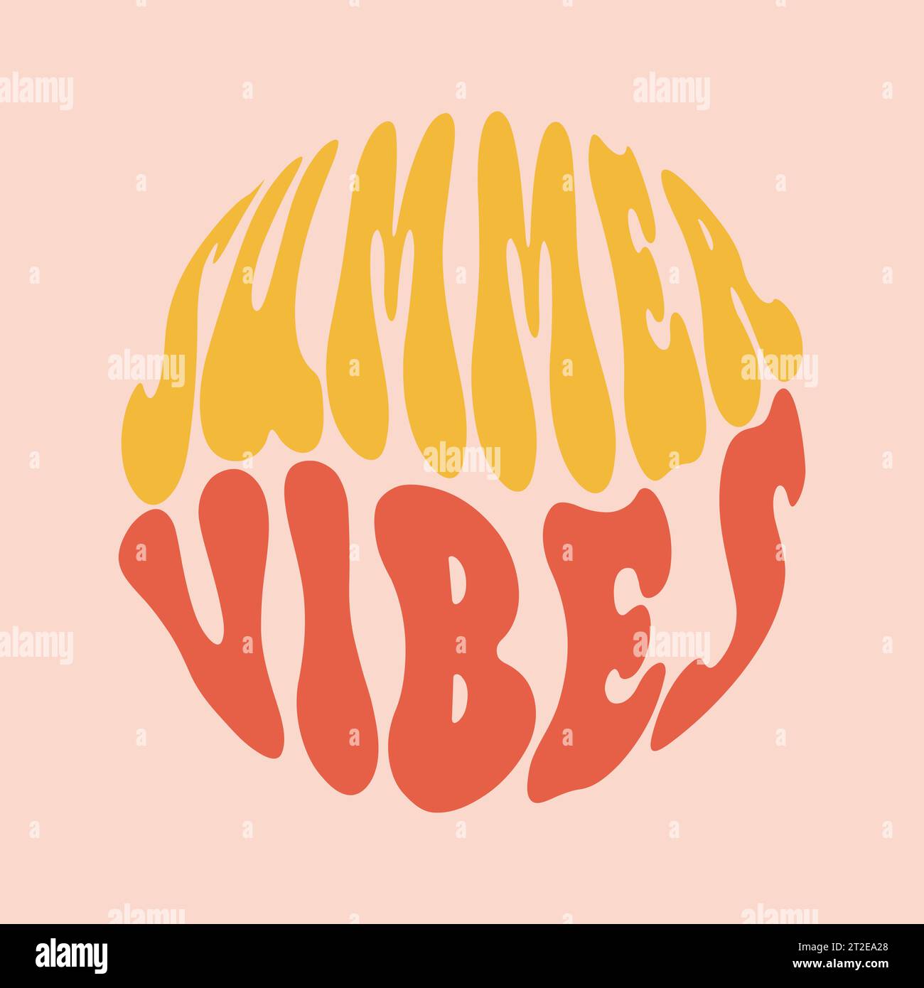Summer vibes poster design. Positive quote in handwritten retro style. 70s vintage vibes Stock Vector