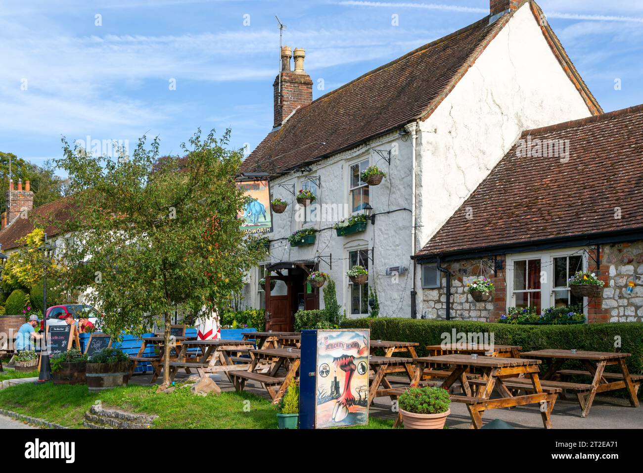 Hitoric Blue Boar pub, village of Aldbourne, Wiltshire, England, UK Stock Photo