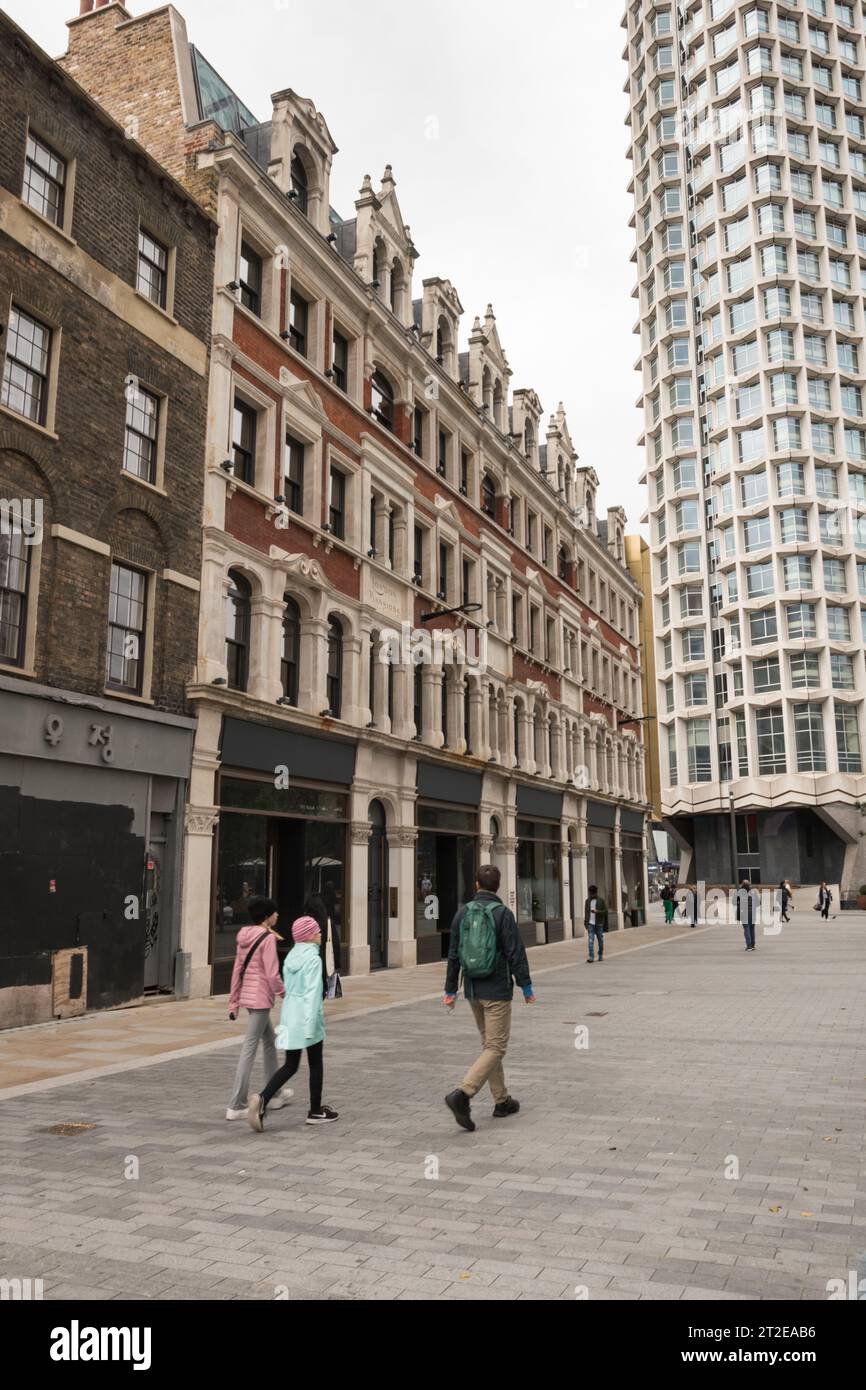 Buildings on St Giles High Street (formerly Korea Town), part of the St Giles Circus redevelopment next to Centre Point, London, England, U.K. Stock Photo