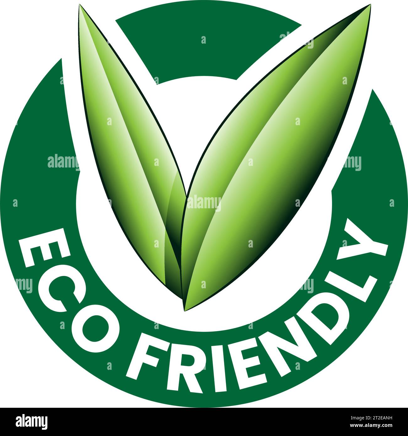 Shaded Green Eco Friendly Icon with V Shaped Leaves 4 on a White ...