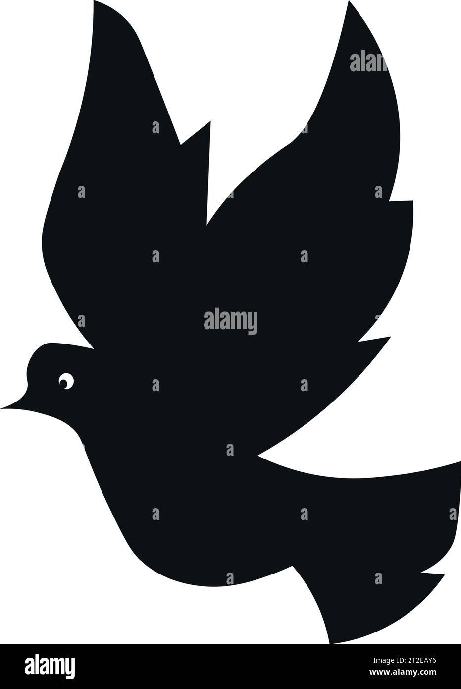 White pigeon flying peace symbol.  Vector black silhouette. Stock Vector