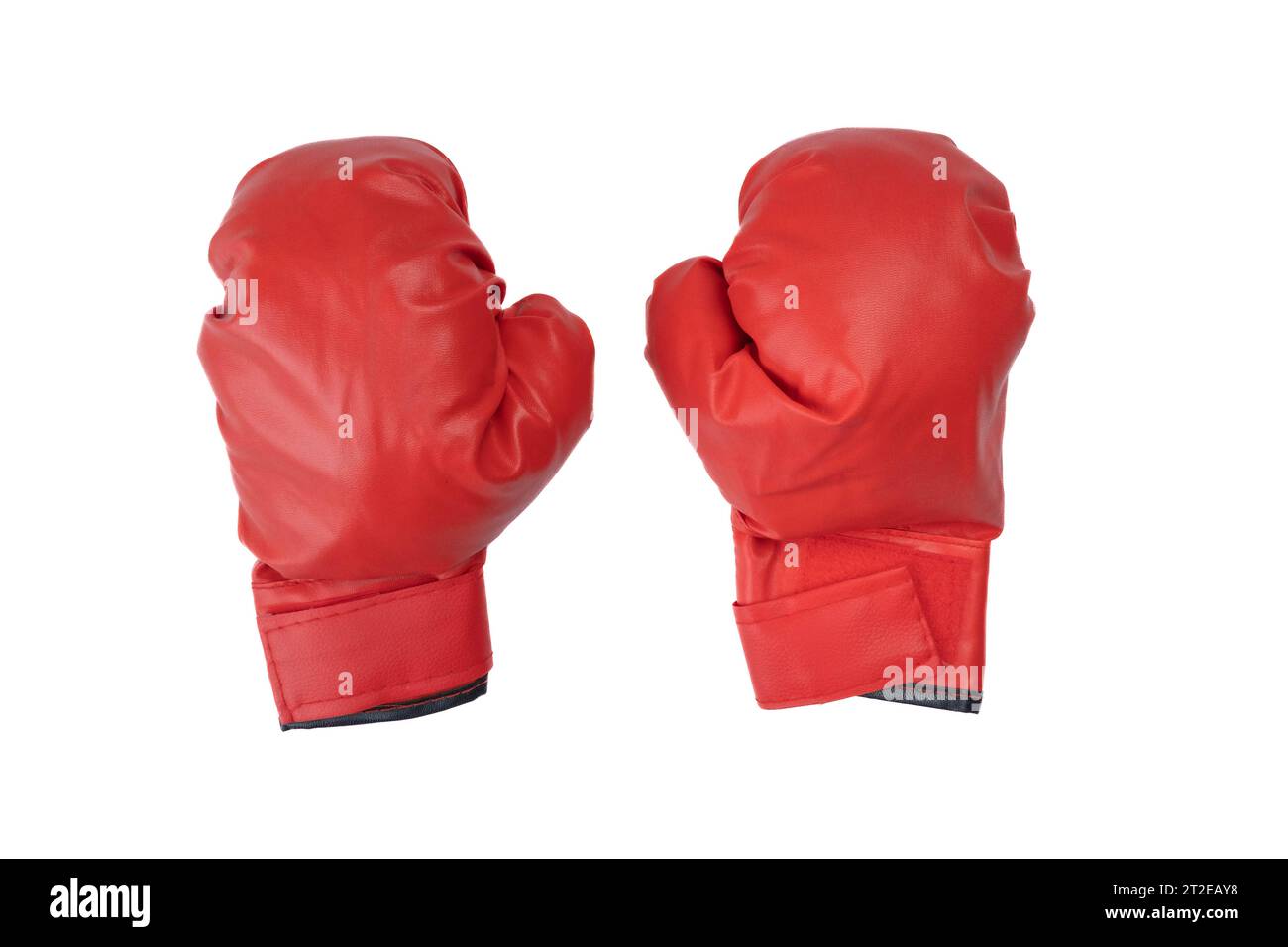 A pair of red leather boxing gloves isolated on white background Stock