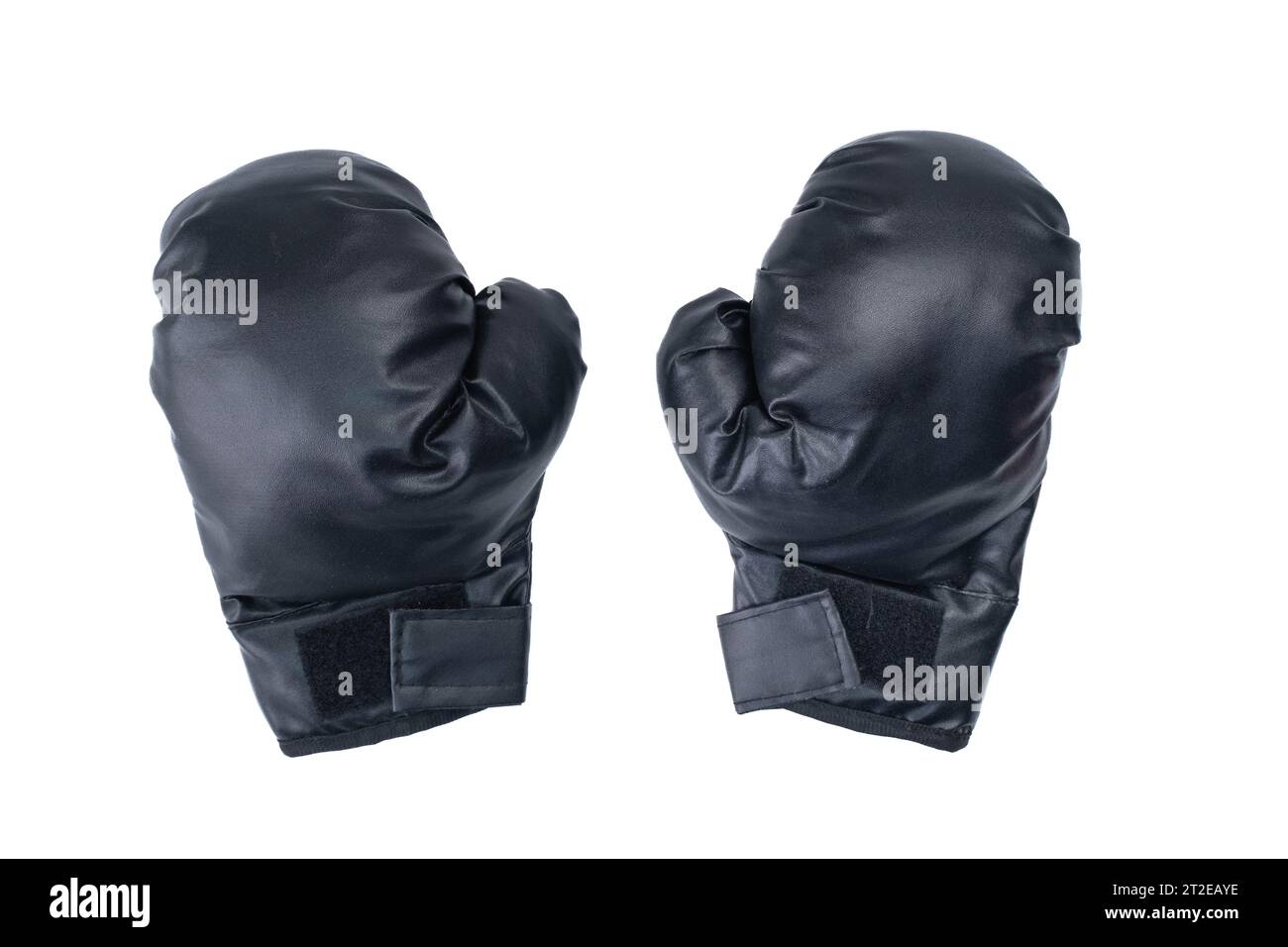A pair of black leather boxing gloves isolated on white background