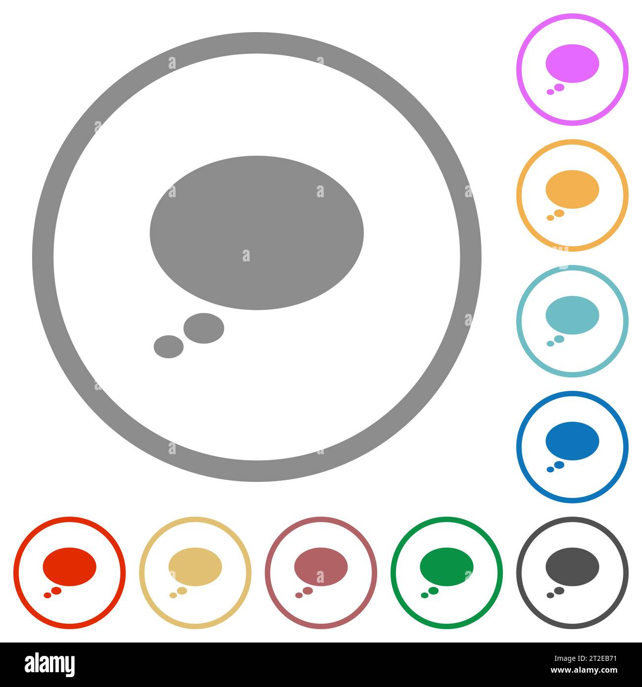 Single oval thought bubble solid flat color icons in round outlines on white background Stock Vector
