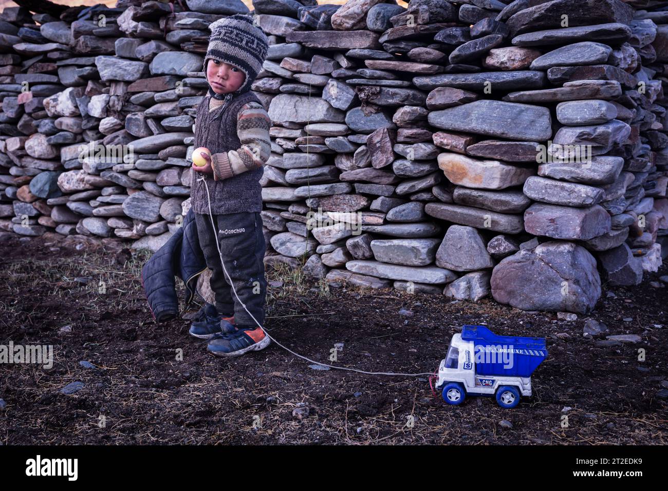 Boy from the Changpa nomads, Ladakh, India Stock Photo