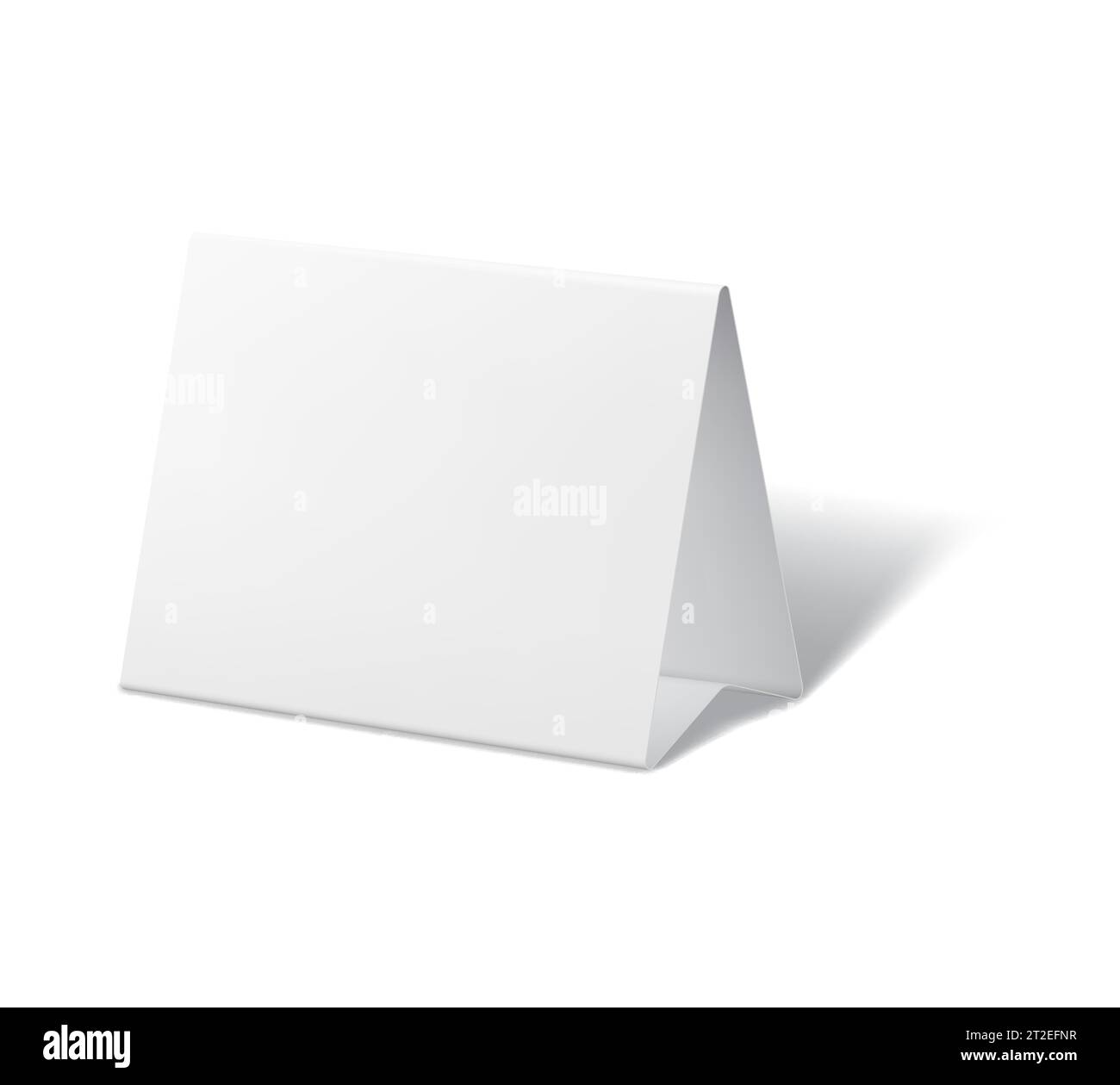Tent card stand of paper or table blank triangle, vector white holder