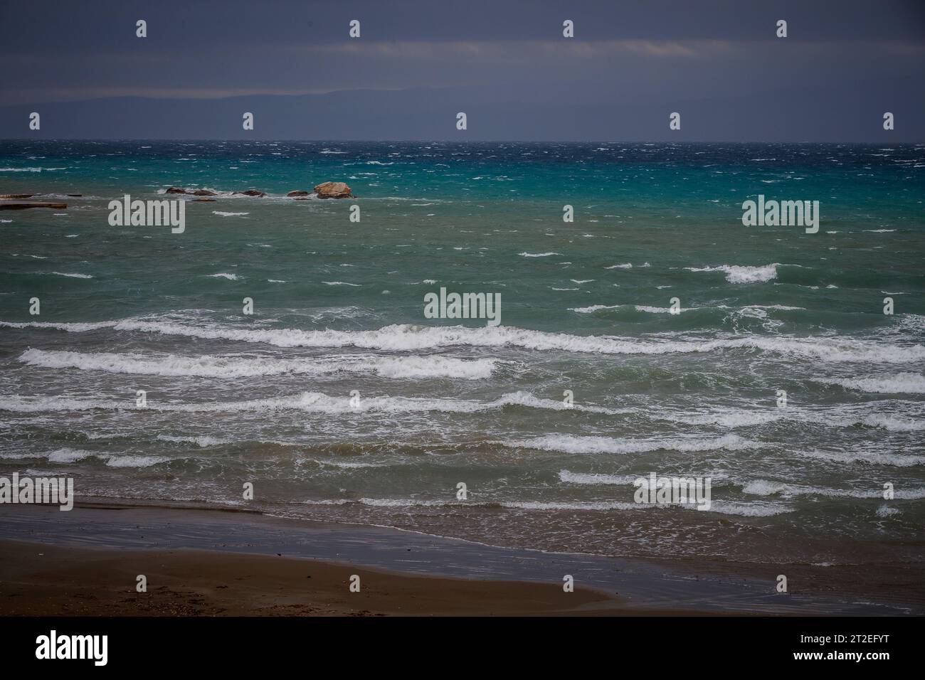Split, Croatia. 19th Oct, 2023. High tide and large waves crash at