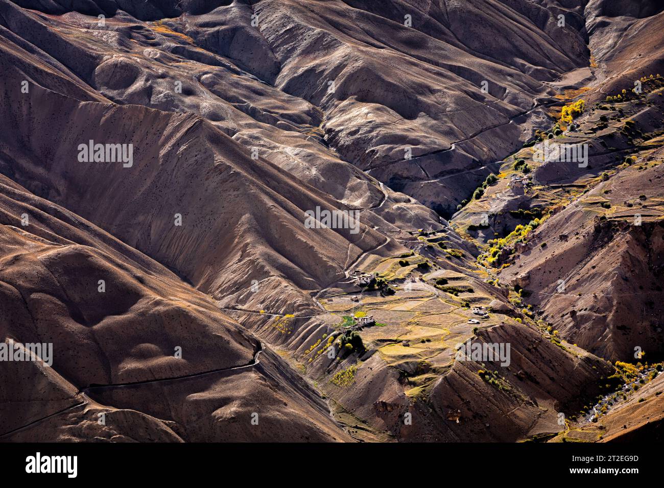 Barren landscape near Lingshed, Ladakh, India Stock Photo