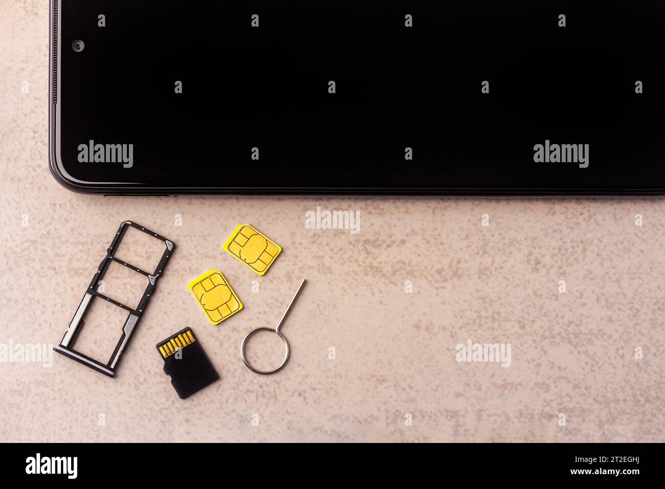 smartphone and open slots for nano SIM cards, two nano SIM cards, micro