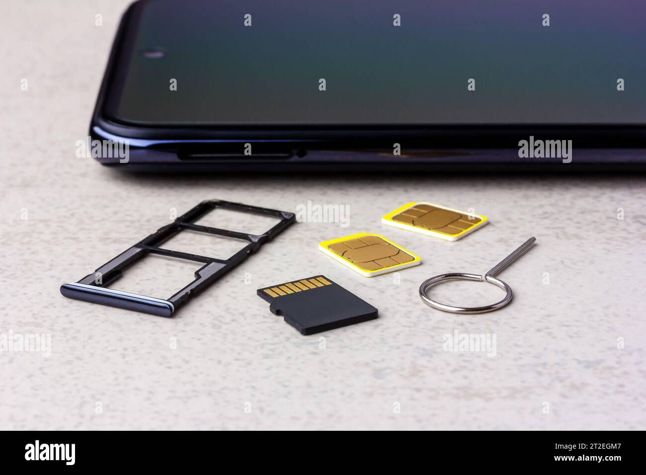 smartphone and open slots for nano SIM cards, two nano SIM cards, micro