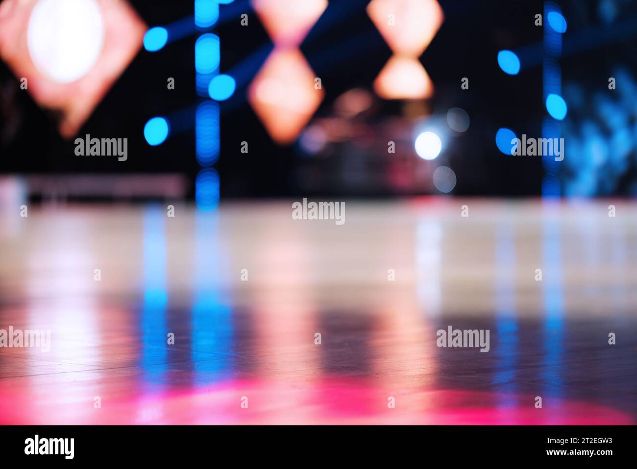 Stage with spotlights. Blurred background. Web banner. Design element Stock Photo