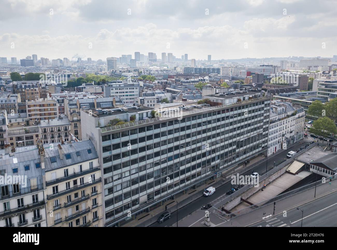 Croulebarbe district of Paris photographed with aerial drone camera. PARIS,FRANCE-30 APRIL,2019 Stock Photo