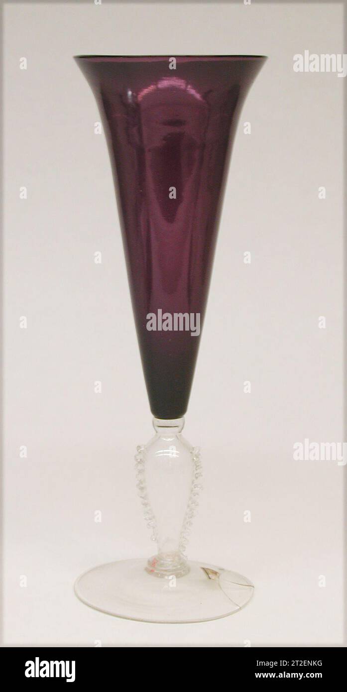 Wineglass 16th century Italian, Venice (Murano) During the Renaissance,  Venetian glassmakers, working on the island of Murano, were celebrated  across Europe for their fine and sparkling work. Called cristallo  emulating the clarity