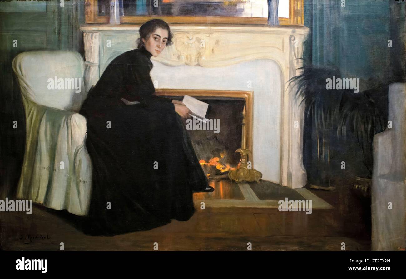 Santiago Rusinol, Romantic Novel, painting in oil on canvas, 1894 Stock Photo
