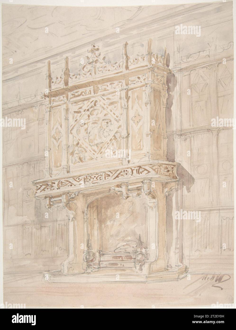 Medieval or Tudor Chimneypiece Design Anonymous, British, 19th century ...