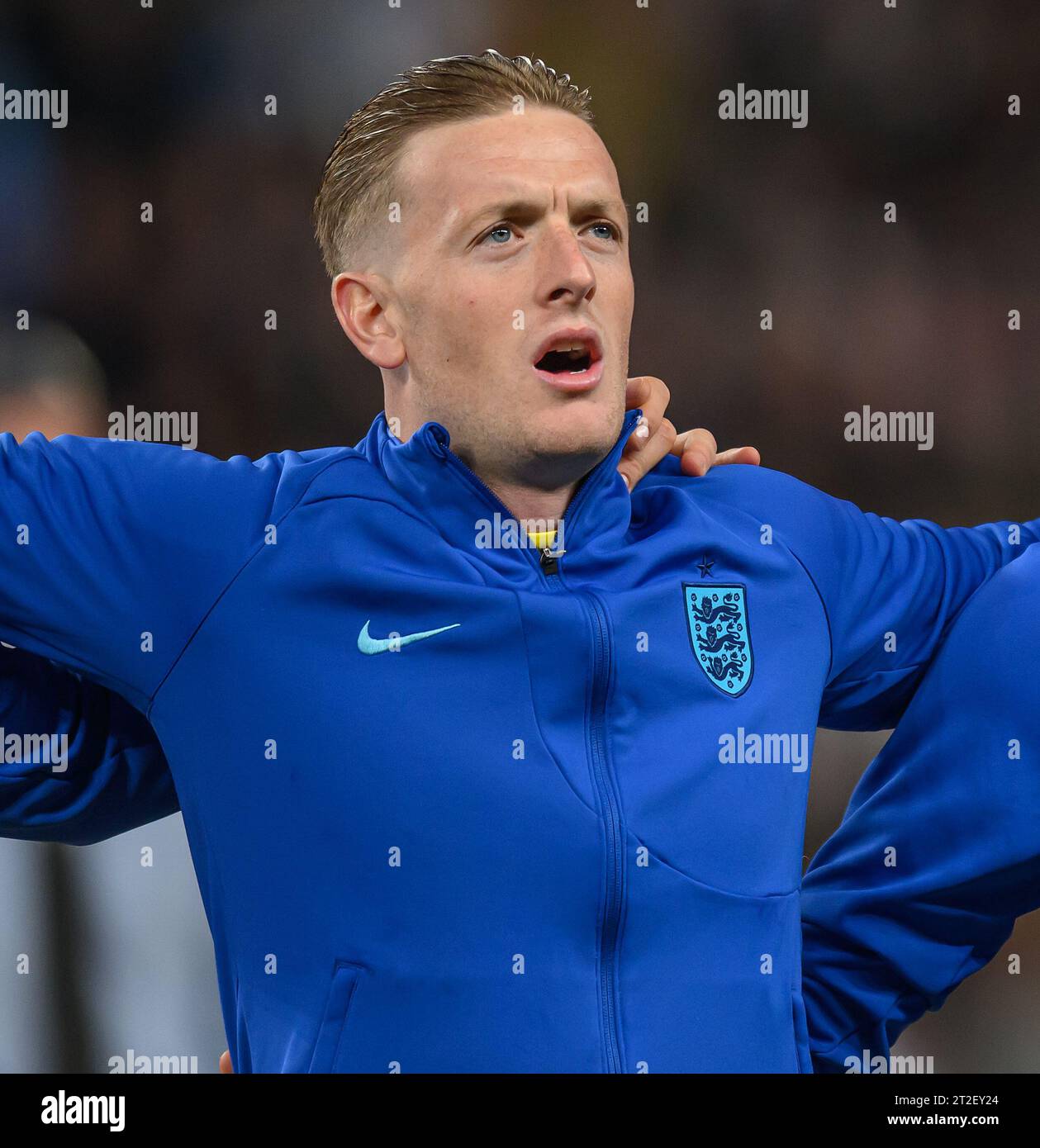 17 Oct 2023 - England v Italy - Euro 2024 Qualifier - Wembley Stadium.  England's Jordan Pickford before the match against Italy. Picture : Mark Pain / Alamy Live News Stock Photo