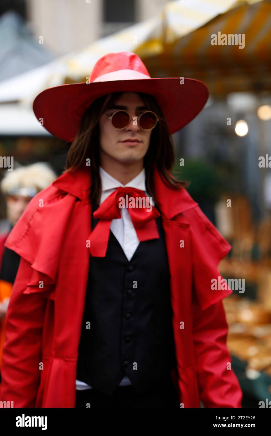 Lucca, Italy - 2018 10 31 : Lucca Comics free cosplay event around city man in the red coat. High quality photo Stock Photo