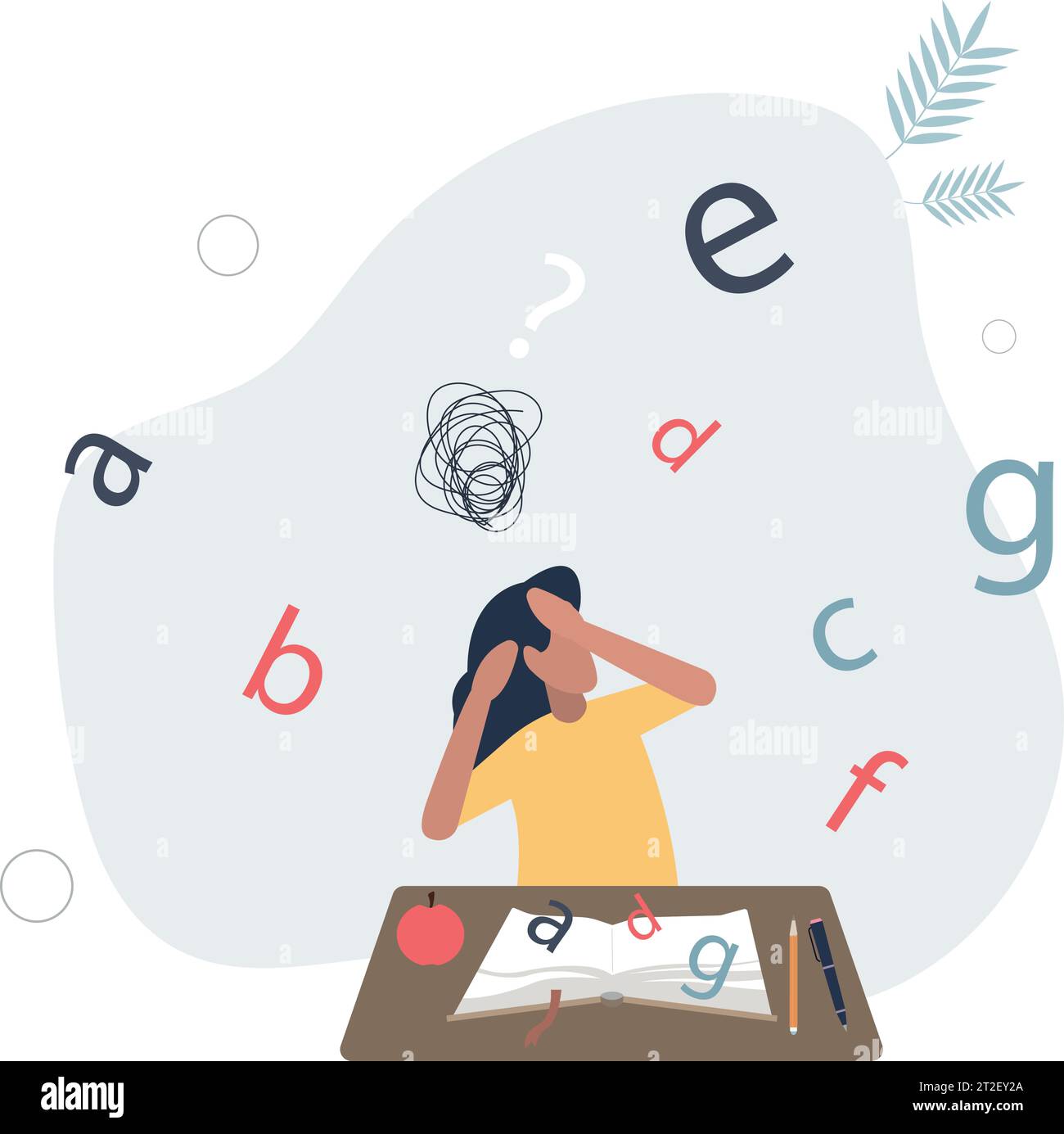 Dyslexia, disability disorder, problem of reading and understanding